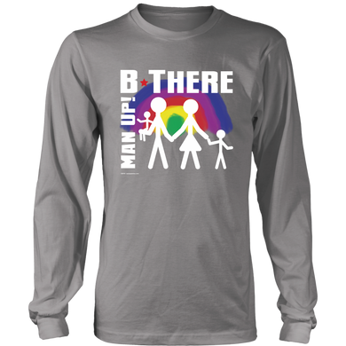 Man Up! B There Man With Family Under Rainbow Men's Grey Long Sleeve Shirt - ManUp!Series