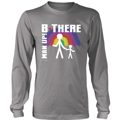 Man Up! B There Man With Child Under Rainbow Men's Grey Long Sleeve Shirt - ManUp!Series