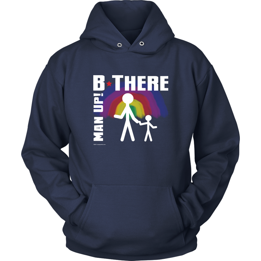 Man Up! B There Man With Child Under Rainbow Men's Navy Hoodie - ManUp!Series
