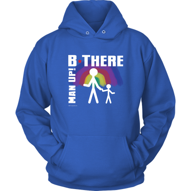 Man Up! B There Man With Child Under Rainbow Men's Blue Hoodie - ManUp!Series