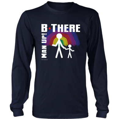 Man Up! B There Man With Child Under Rainbow Men's Navy Long Sleeve Shirt - ManUp!Series