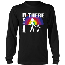 Man Up! B There Man With Child Under Rainbow Men's Long Sleeve - ManUp!Series
