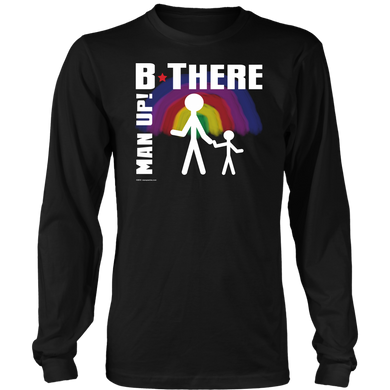 Man Up! B There Man With Child Under Rainbow Men's Black Long Sleeve Shirt - ManUp!Series