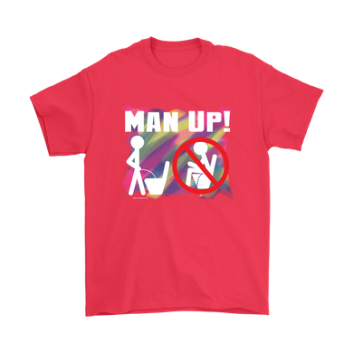 Man Up! Man Peeing Standing Over Colors Men's T - ManUp!Series