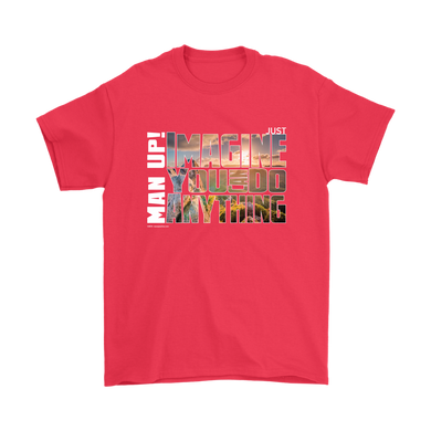 Man Up! Imagine You Can Do Anything Mountain Sunrise Men's Red T-shirt - ManUp!Series