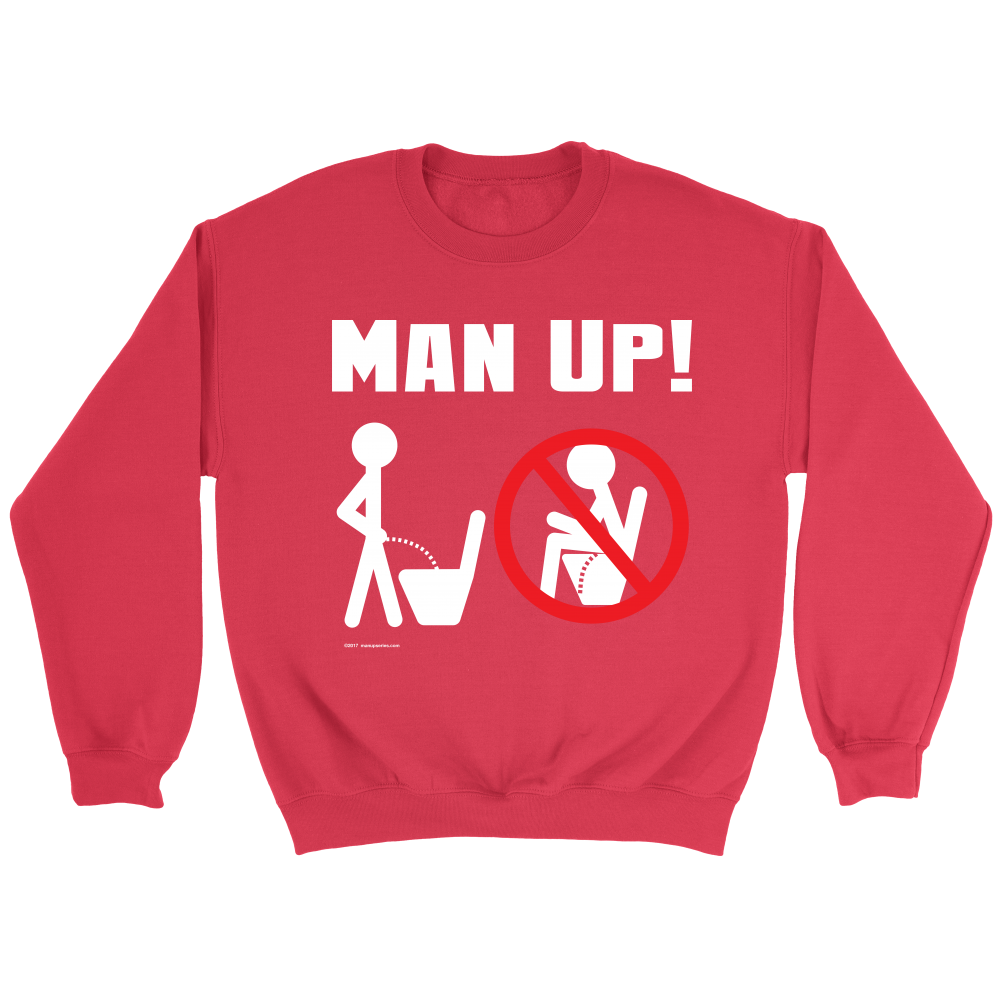 Man Up! Man Peeing Standing Not Sitting Men's Red Sweatshirt - ManUp!Series