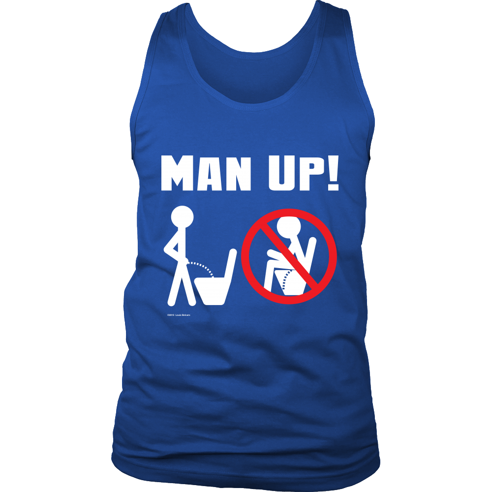 Man Up! Man Peeing Standing, Not Sitting Men's Blue Tank - ManUp!Series