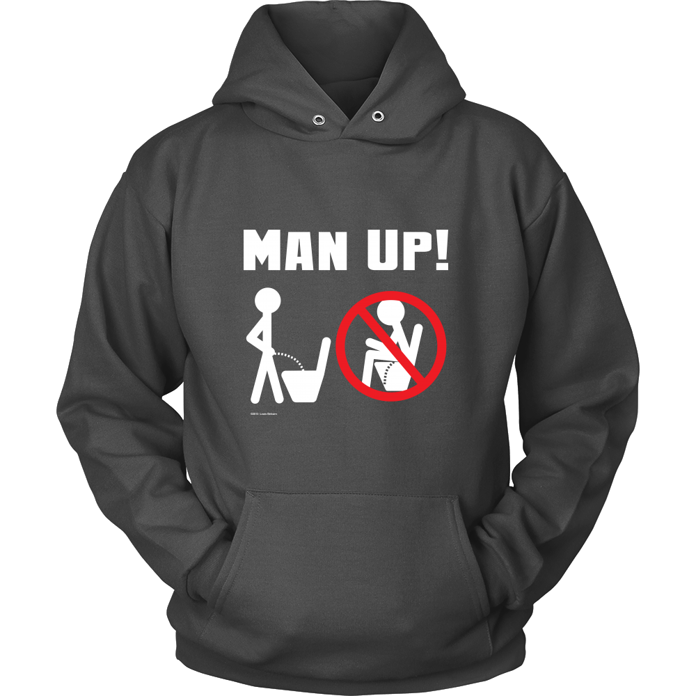 Man Up! Man Peeing Standing, Not Sitting Men's Charcoal Hoodie - ManUp!Series