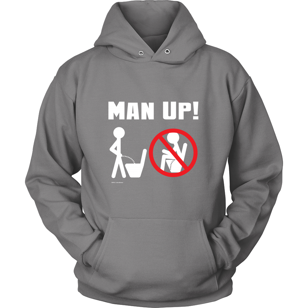 Man Up! Man Peeing Standing, Not Sitting Men's Grey Hoodie - ManUp!Series