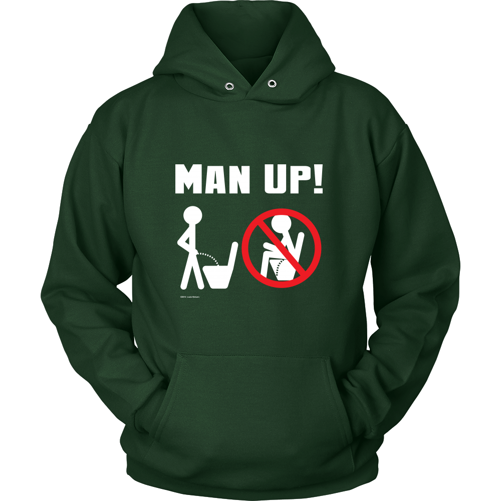 Man Up! Man Peeing Standing, Not Sitting Men's Dark Green Hoodie - ManUp!Series