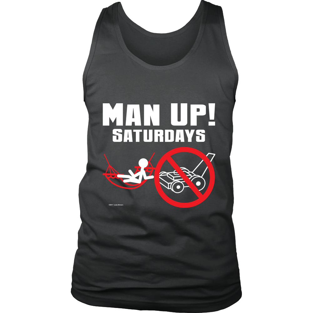 Man Up! Saturdays Time To Relax, Not Work Men's Charcoal Tank - ManUp!Series