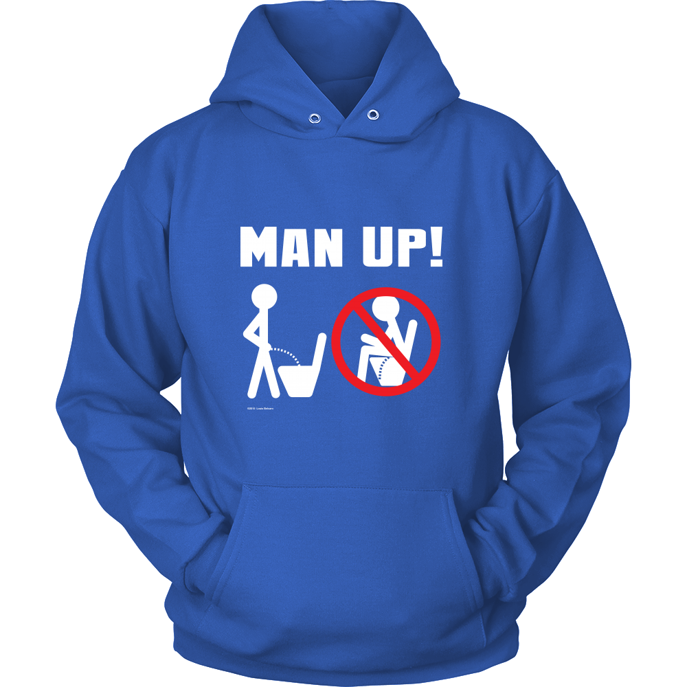 Man Up! Man Peeing Standing, Not Sitting Men's Blue Hoodie - ManUp!Series