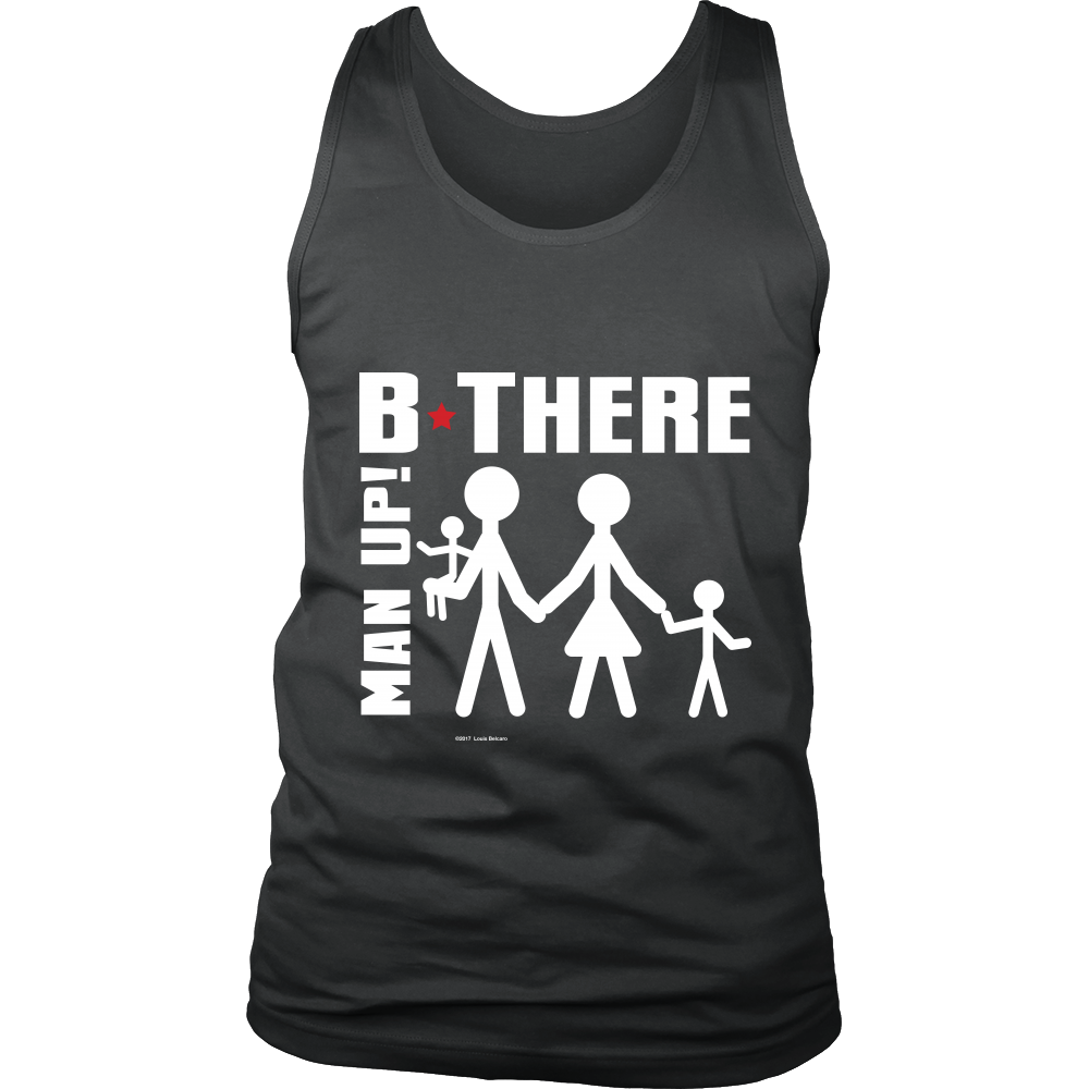 Man Up! B There Man With Family Men's Charcoal Tank - ManUp!Series