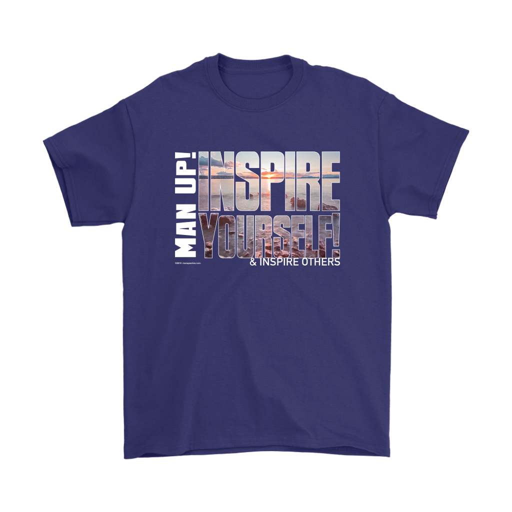 Man Up! Inspire Yourself And Others Sunrise Over Rocky Shore Men's Purple T-shirt - ManUp!Series