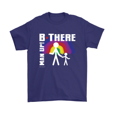 Man Up! B There Man With Child Under Rainbow Men's Purple T-shirt - ManUp!Series