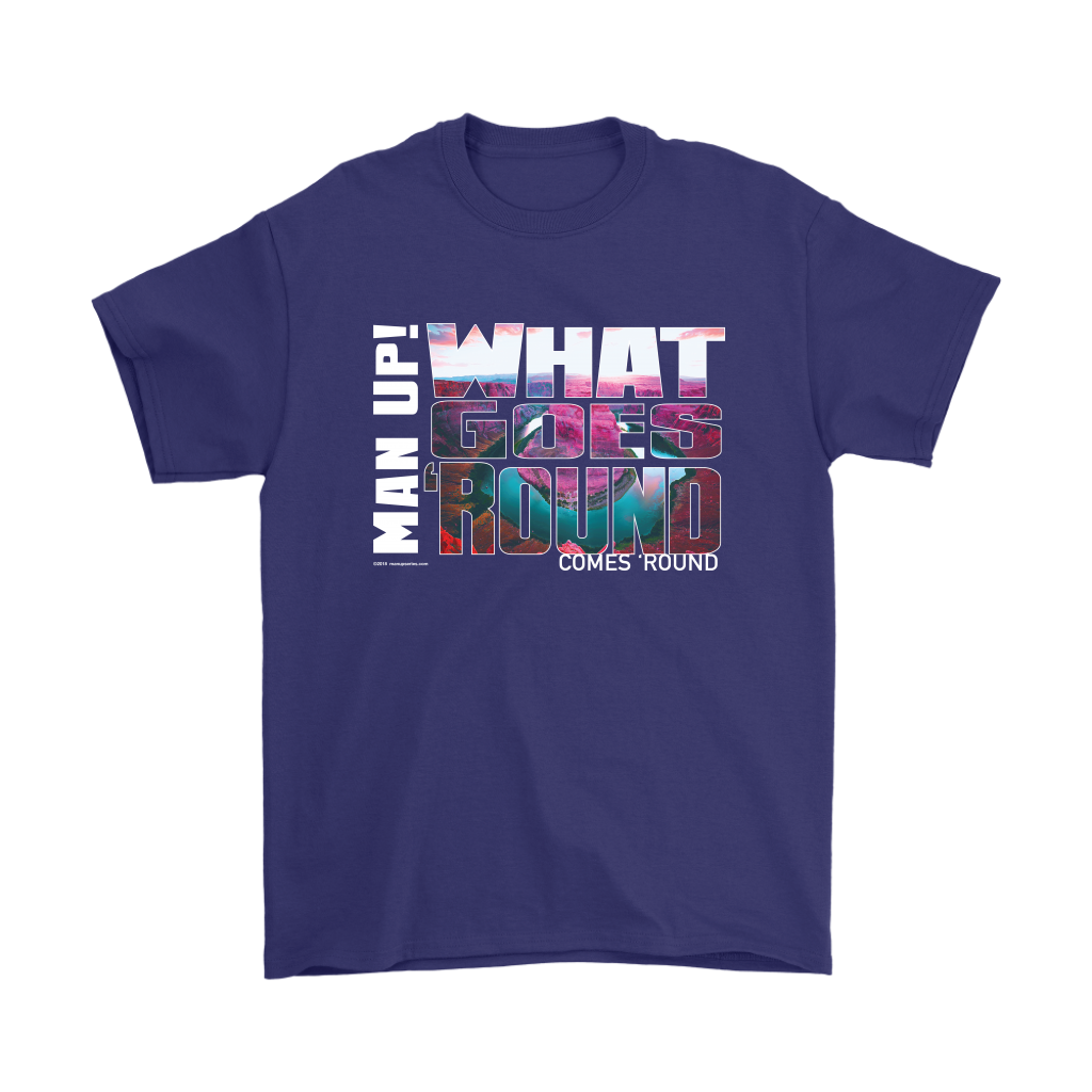 Man Up! What Goes Round Comes Round River Around Mountain Men's Purple T-shirt - ManUp!Series