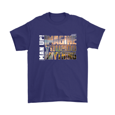 Man Up! Imagine You Can Do Anything Mountain Sunrise Men's Purple T-shirt - ManUp!Series